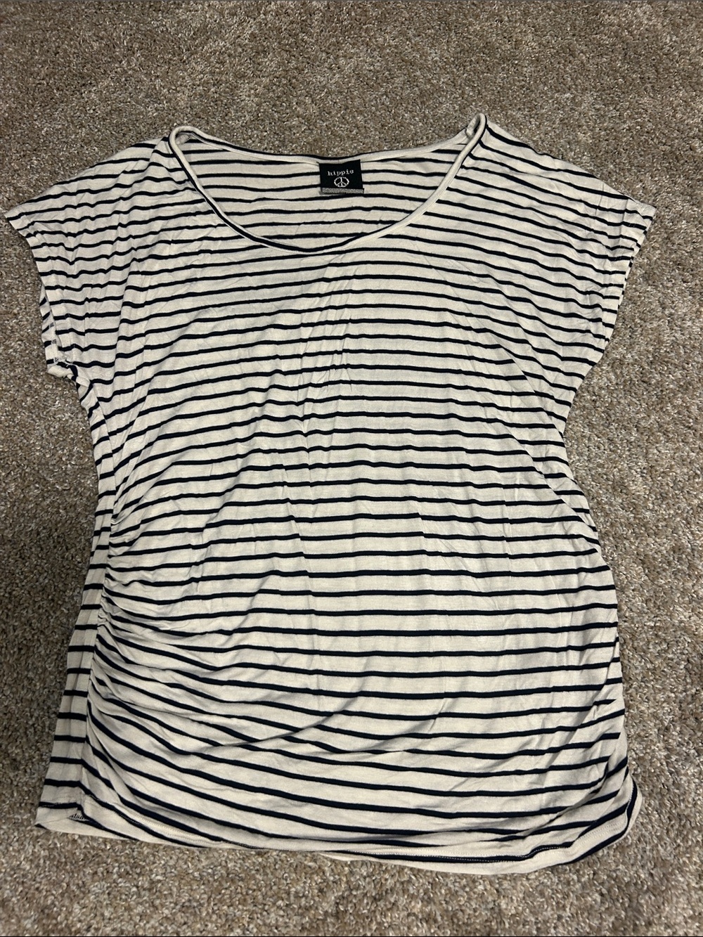 Scoop Neck Tee - White & Black Stripes